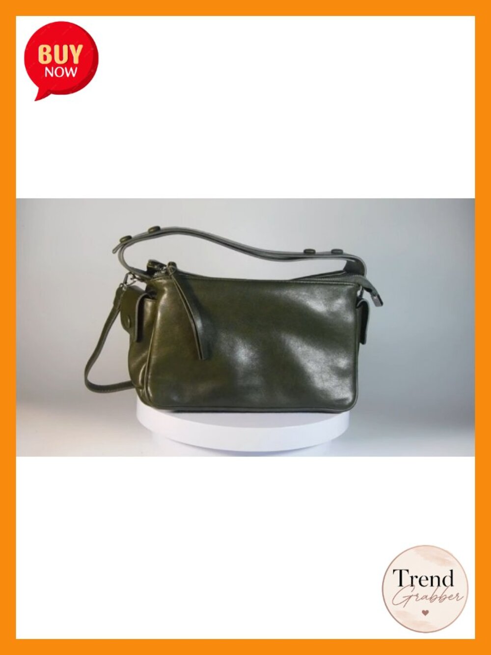 Faux Leather Satchel Crossbody Handbag with Adjustable Strap Multiple Pockets - Picture 6 of 6